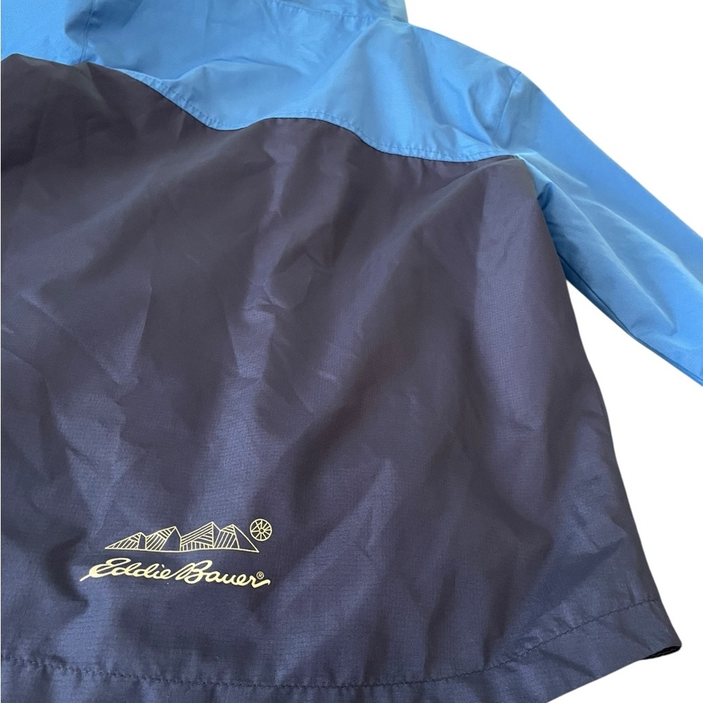 Eddie Bauer Boys Blue and Green Raincoat full zip with Hood Size S (7/8) - Picture 9 of 16